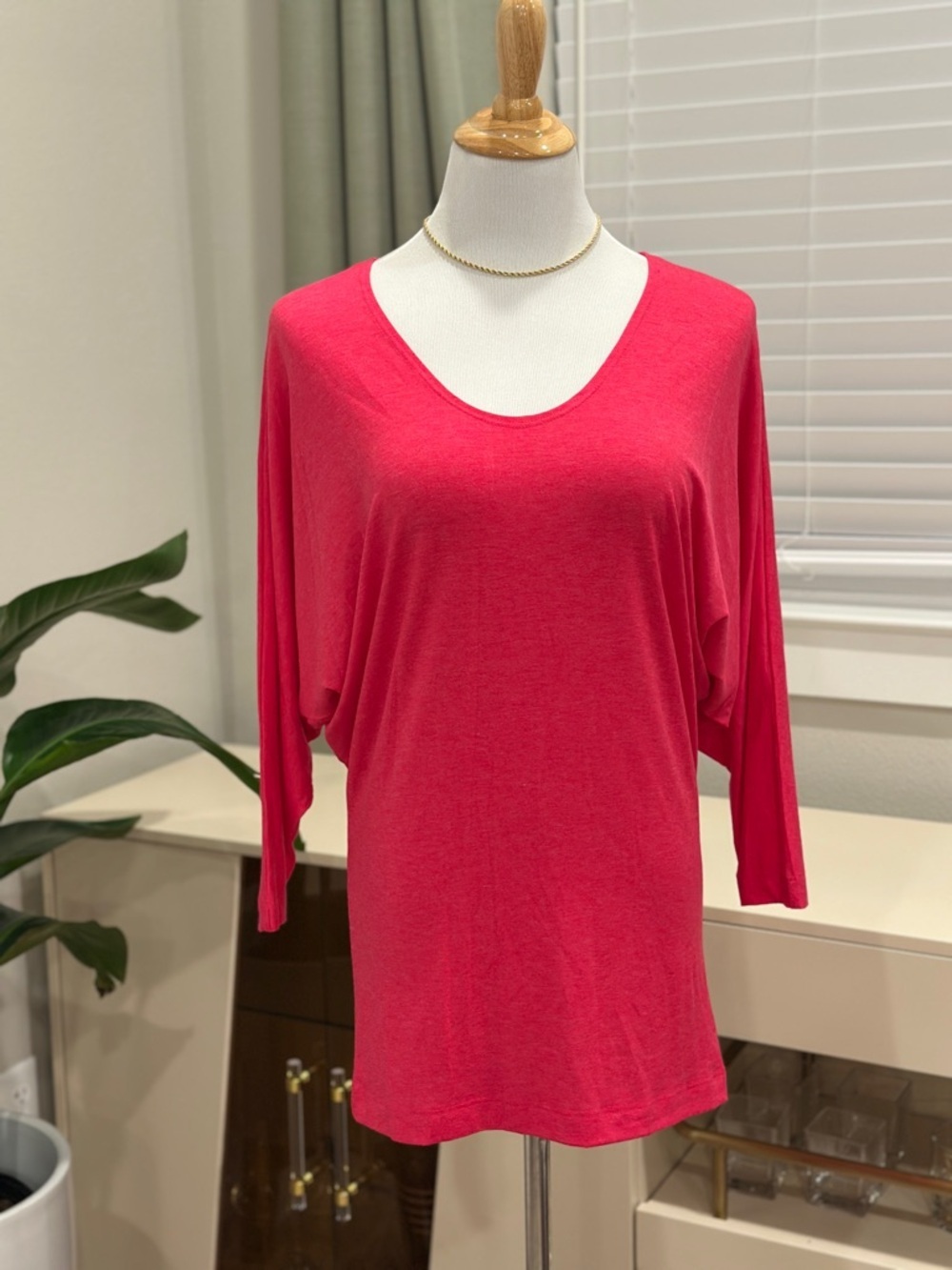 Nally & Millie Bright Fuchsia Scoop Neck Dolman Top